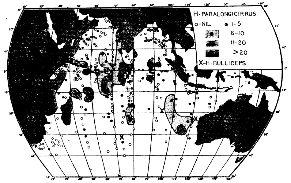 Species Haloptilus bulliceps - Distribution map 2
