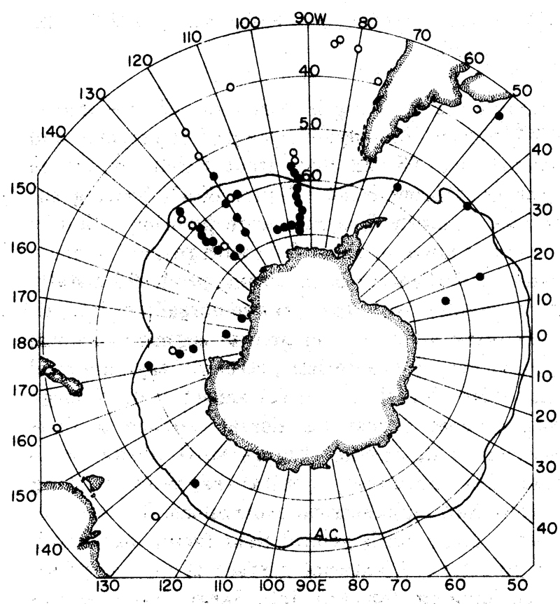 Species Paraeuchaeta antarctica - Distribution map 4
