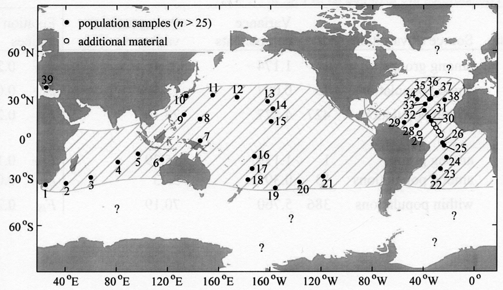 Species Haloptilus longicornis - Distribution map 7