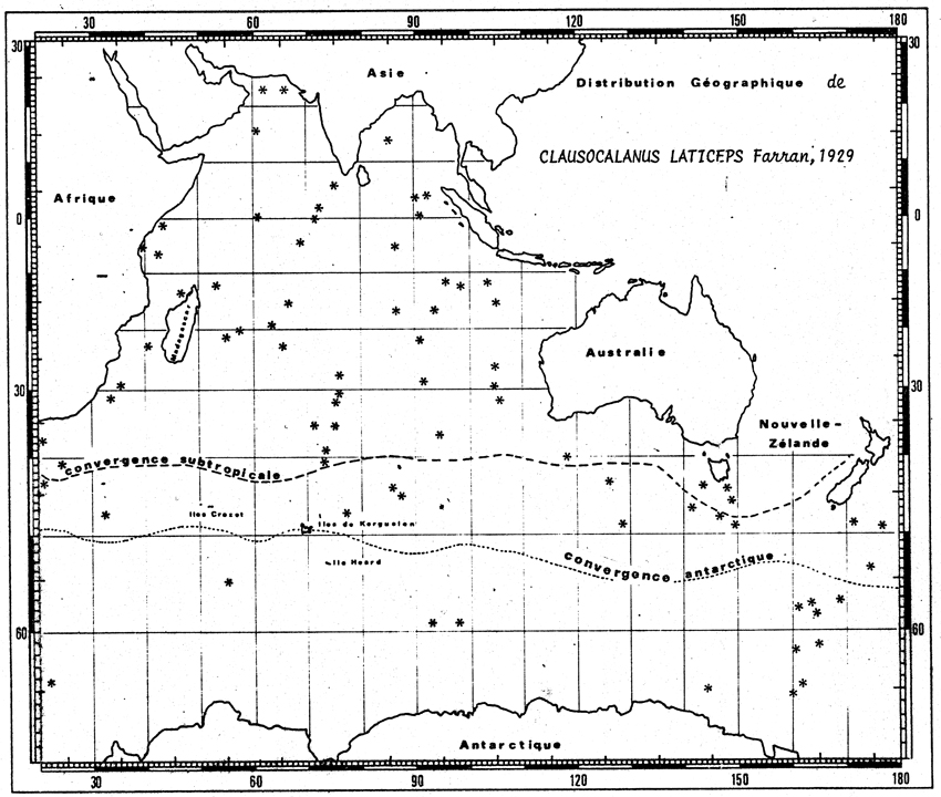 Espce Clausocalanus laticeps - Carte de distribution 8