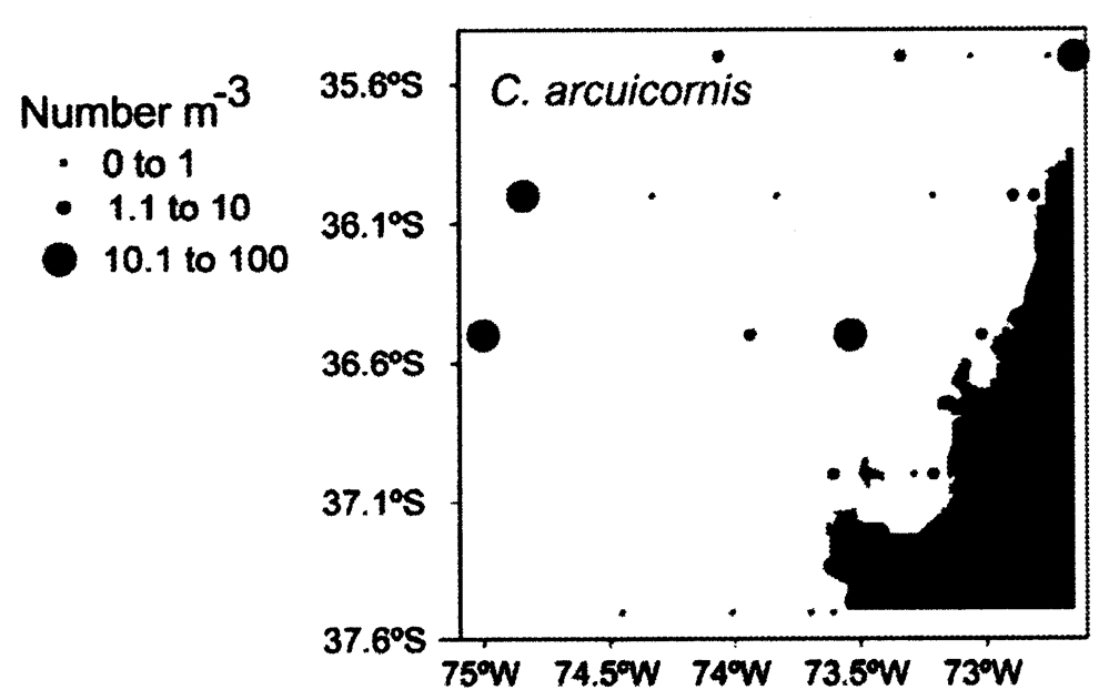 Espèce Clausocalanus arcuicornis - Carte de distribution 8