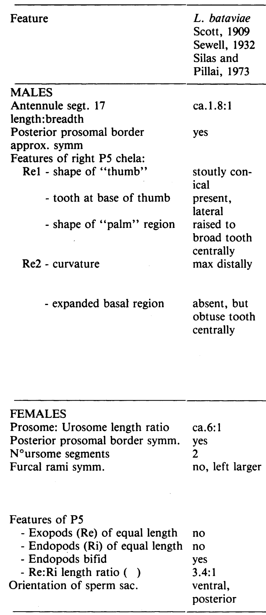 Espce Labidocera bataviae - Planche 4 de figures morphologiques