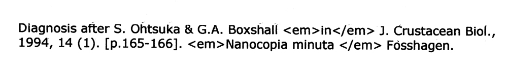 Espce Nanocopia minuta - Planche 2 de figures morphologiques