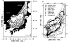 Bathymetry of the Japan Sea and numbers show the water depth in meters - Schematic map for sea surface currents