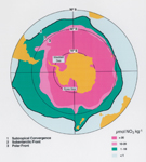 Antarctic chart of fronts and nitrate concentrations