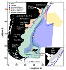 Ecoregions and marine fronts at the southwestern South Atlantic